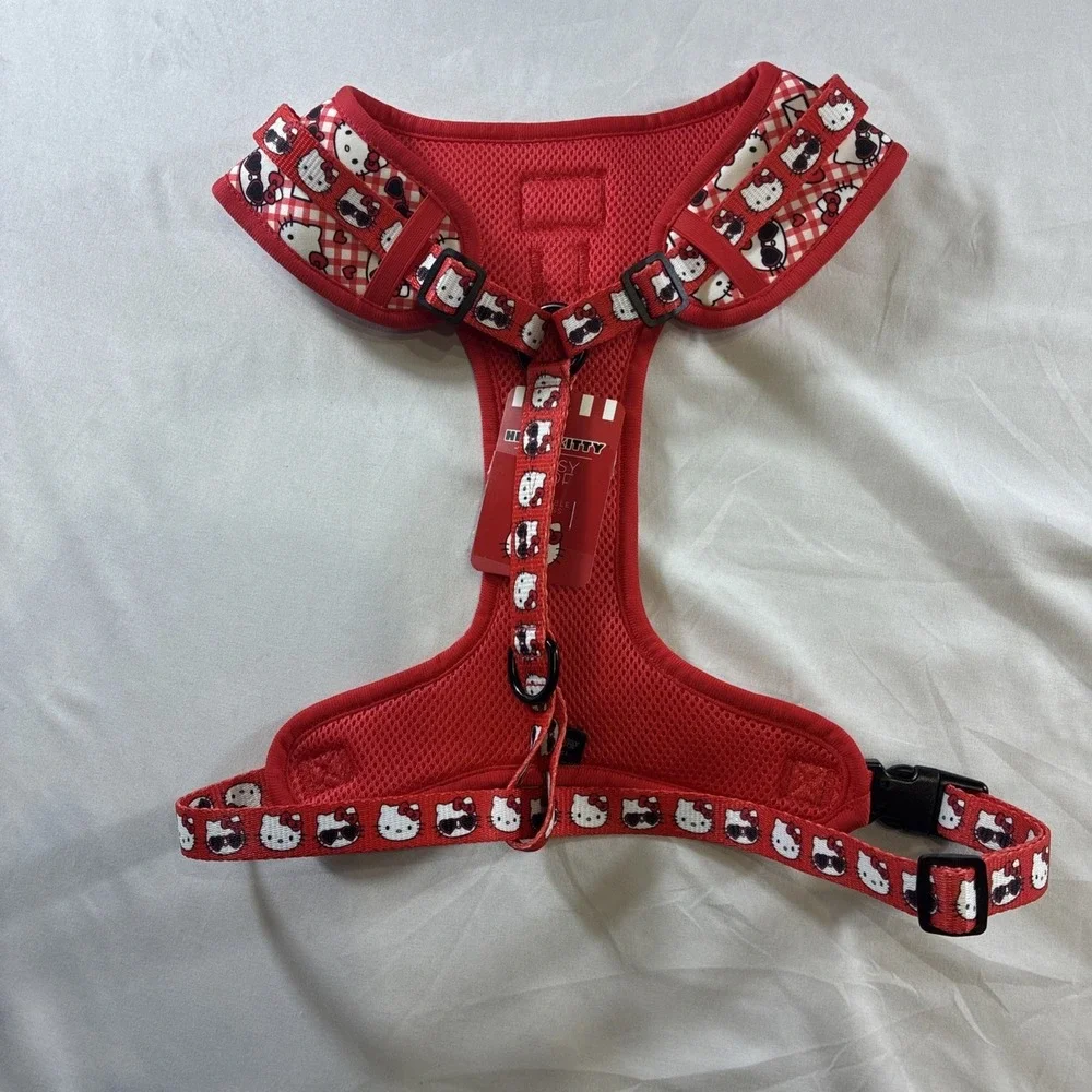 Sassy Wolf Soft Dog Harness Hello Kitty And Hearts Gingham Design Size XL New